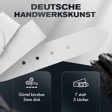 Шкіряний чоловічий ремінь Premium Made in Germany (40 мм) для джинсів та костюмів, білий, довжина 115 см, у подарунковій коробці