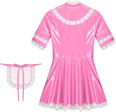 Костюм покоївки Freebily з лакованої шкіри, рожевий, для карнавалу/Хелловіну, розмір XXL