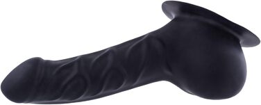 Латексний пеніс-чохол TOYLIE, 14 см, чорний, з платформою для кріплення до латексу - реалістичний дизайн, з мішком та головкою, MADE IN GERMANY