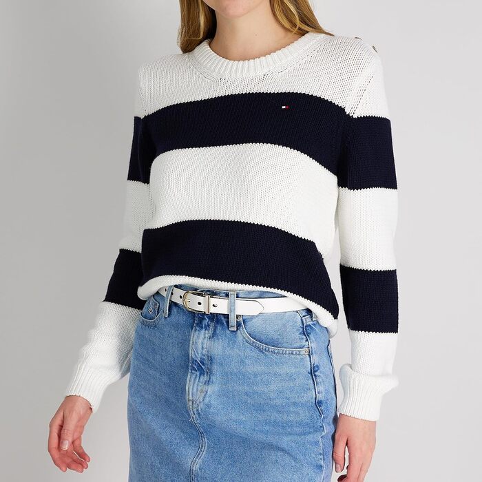 Двосторонній шкіряний ремінь Tommy Hilfiger для чоловіків, Casual для джинсів, срібляста пряжка, розмір M, білий/чорний