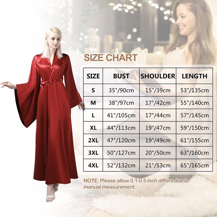 Кимоно жіноче шовкове для вечірки, весілля, нічної сорочки, халат з атласу, великі розміри (червоний, M)