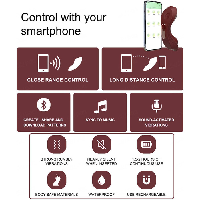 Вібратор Bluetooth з пультом керування, 10 режимів вібрації, для жінок, портативний дildo, Rose Rot