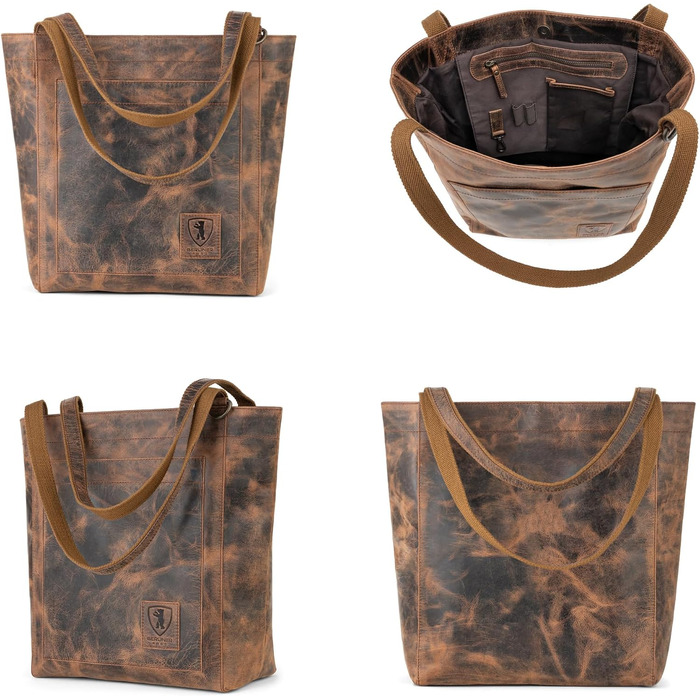 Жіноча шкіряна сумка-шопер Berliner Bags Vintage Shopper Seville, стильна сумка з ручками (колір Earth)