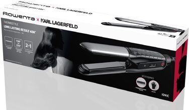 Випрямляч для волосся Rowenta Thermoglide SF5120 з керамічним покриттям, регулюванням температури та обертовим шнуром, чорно-сріблястий