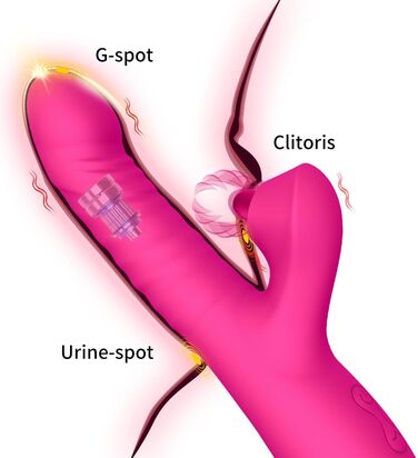 Вібратор для жінок Xuomt 2-в-1 Кролик з вібрацією та шоком, 10 режимів вібрації, 3 режими шоку, анальний вібратор, для пар (жовтий)
