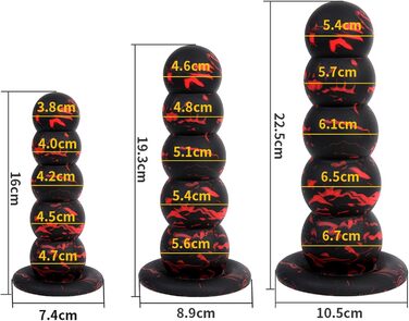 Анальний плаг з силікону ZTHBYSB 5 перлин, S/M/L, великий анальний м'яч, секс-іграшка для жінок та чоловіків, тренажер анусу, масажер простати, дилататор, чорний, L