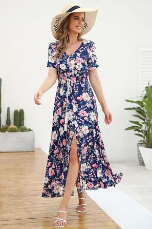 Сукня максі А-силуету VintageClothing жіноча, темно-синя (L, 75% бавовна)