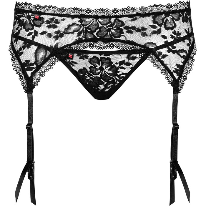 Сексуальний жіночий комплект спідньої білизни Selente Love & Fun: стрінгі, тангі/шкарпетки, чорний мереживний комплект, виготовлено в ЄС, S-M