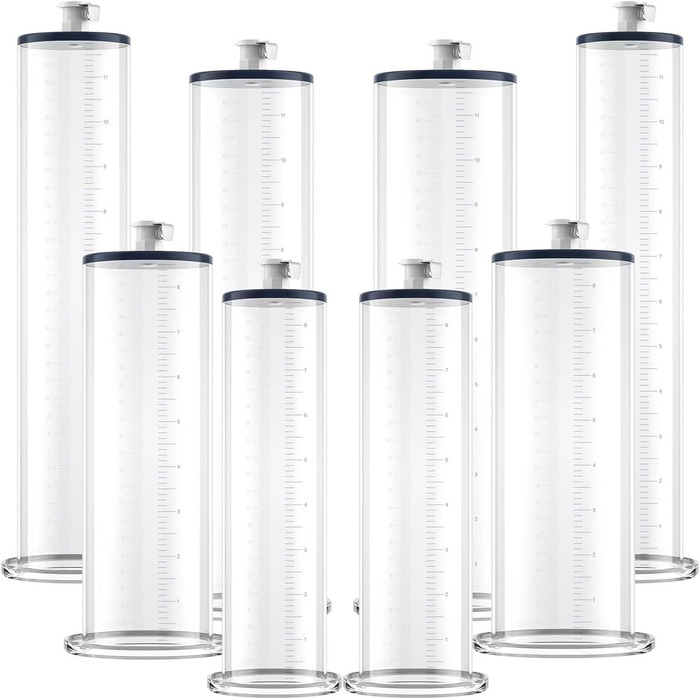 Набір пеніс-помп ScreaAss різних розмірів (9 шт.) з акрилового прозорого трубки з мірною шкалою та силіконовим шлангом для ScreaAss (ручні/електричні)