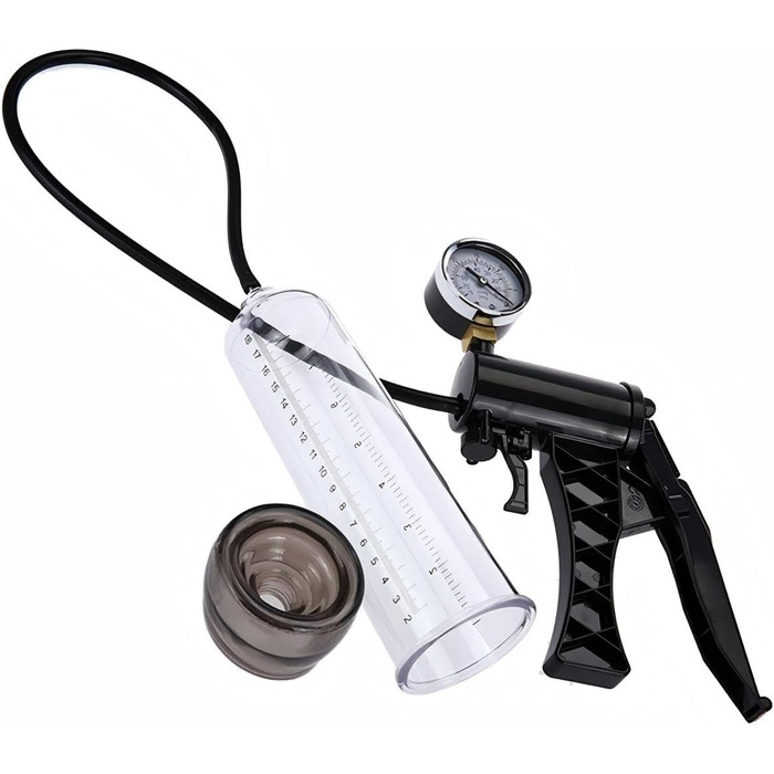 Пумпа для збільшення пеніса з манометром. Ручна пумпа для тренування ерекції з 6 кільцями. Іграшка для чоловіків.