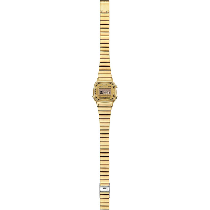 Жіночий наручний годинник Casio Vintage Digital LA670WGA-9DF, кварцовий, золотистий сталевий браслет