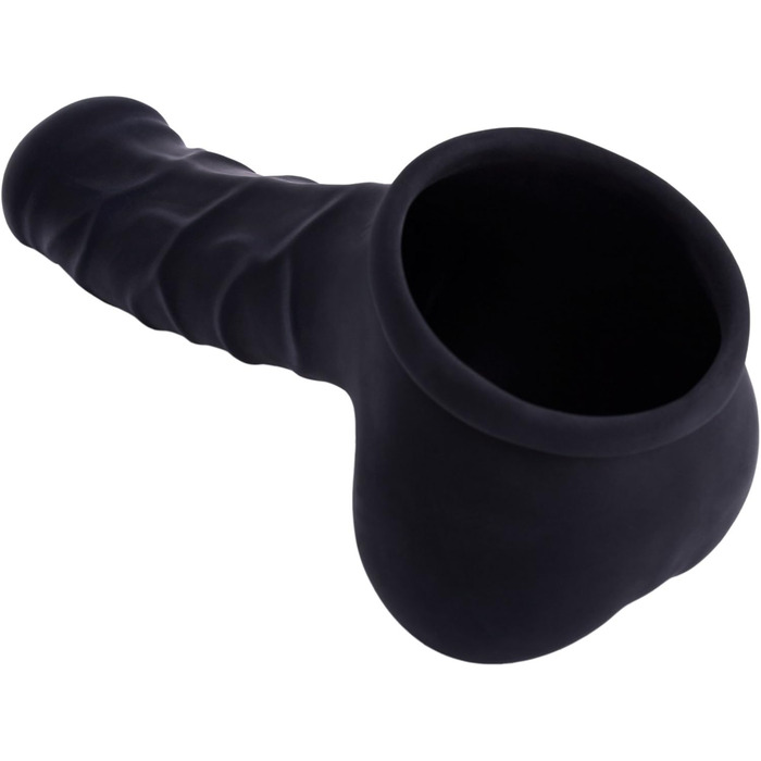 Чохол для статевого члена з латексу, чорний, 15 см - з великим мошонкою та вираженою головкою, MADE IN GERMANY