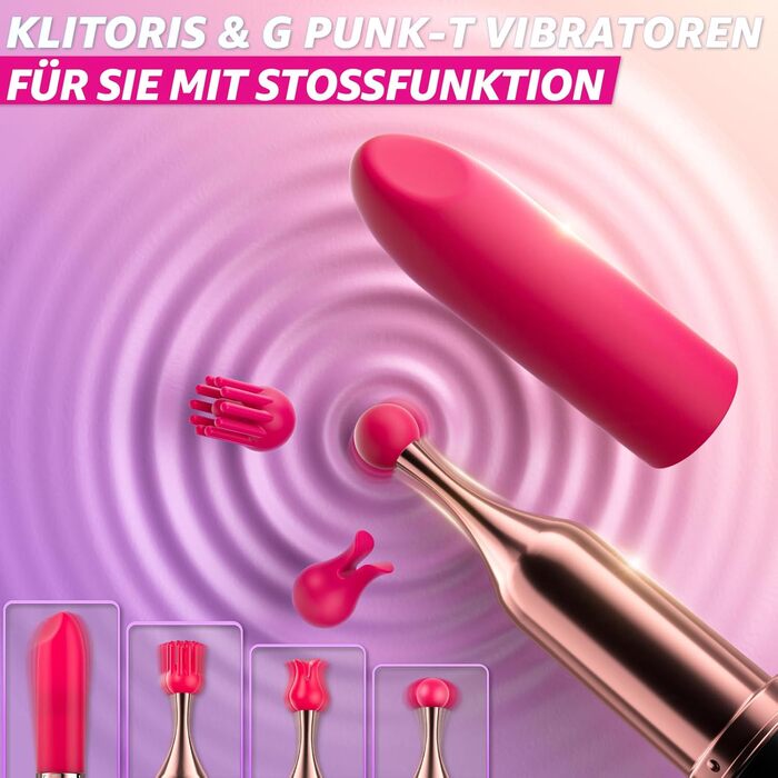 Вібратор для клітора з 4 насадками з силікону, 10 режимів вібрації, тихий, для жінок. Секс-іграшка