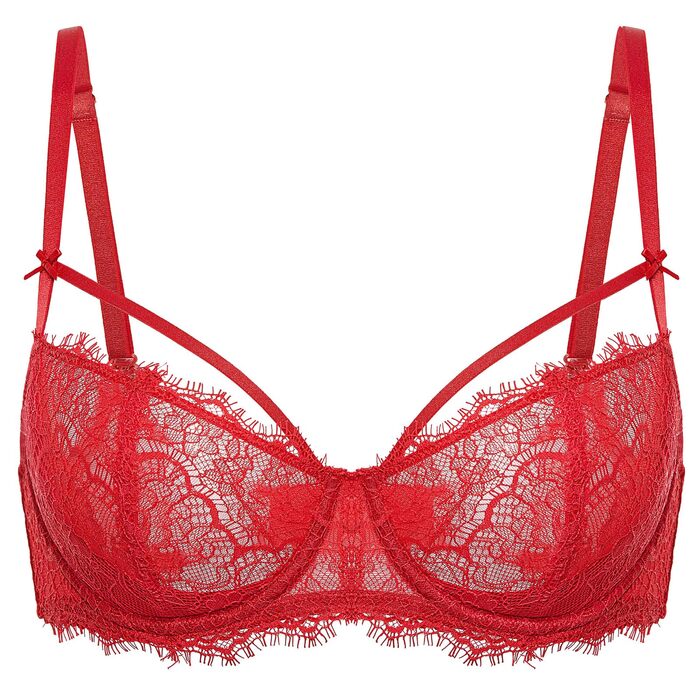 DOBREVA: мереживний бюстгальтер push-up з кісточками, balconette, червоний (95D)