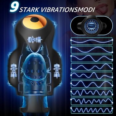 Вібратор для чоловіків Kexyz – стимулятор головки, тренажер для орального сексу, 9 режимів, секс-іграшка для соло-мастурбації