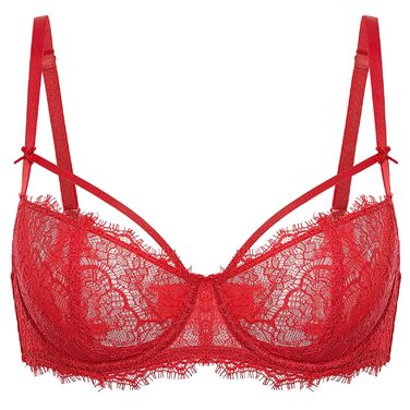 DOBREVA: мереживний бюстгальтер push-up з кісточками, balconette, червоний (95D)