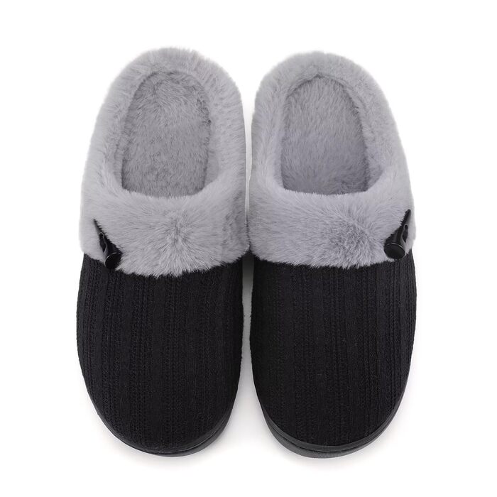Жіночі зимові капці NineCiFun з плюшу та ефектом пам'яті (Memory Foam), протиковзкі, чорні, розмір 38/39 EU