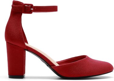 Жіночі туфлі-човники DREAM PAIRS на стійких підборах з ремінцем на щиколотці, весільне взуття (36.5 EU, червоні)