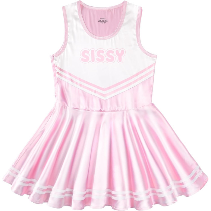 Рожевий боді-комбінезон LittleForBig Sissy з атласу, без рукавів, розмір XL