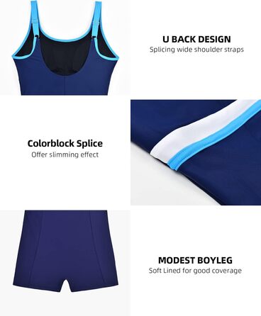 Жіночий спортивний купальник суцільний Racerback/U-Back, моделюючий тіло, темно-синій, розмір 38