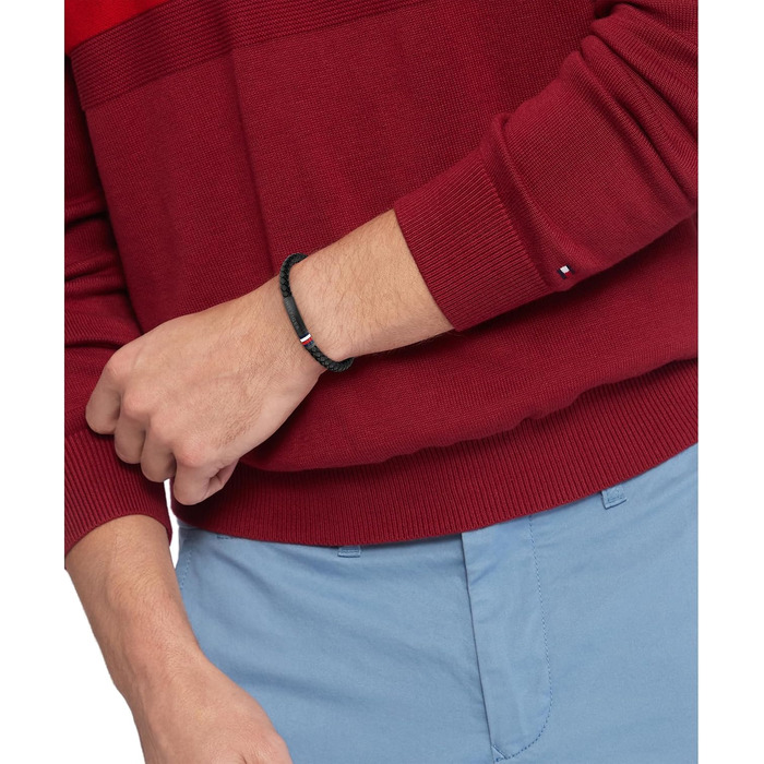Чоловічий шкіряний браслет Tommy Hilfiger чорного кольору, модель 2790403