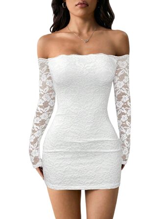 Вечіркове міні-плаття WeatyRock з довгим рукавом, мереживом, готичний стиль, біле, розмір M