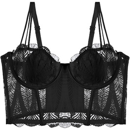 Чорний бюстгальтер Necalisi Dirndl BH з пуш-ап та мереживом, розмір 38/85C, для вечірніх та весільних суконь