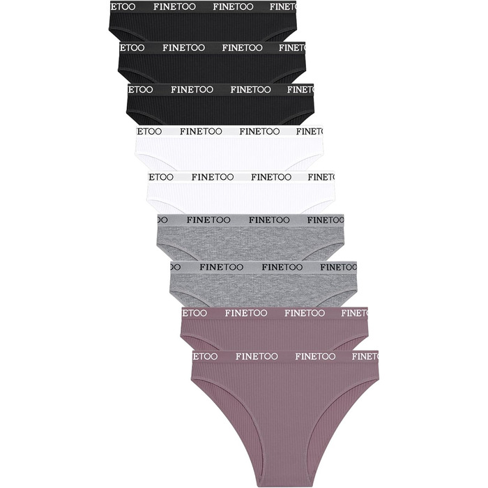 Набір трусів FINETOO з бавовни (5 шт.) для жінок: спортивні, комфортні, кольорові. Розміри S-XL