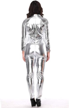 Боді Babydoll з еластичної шкіри YouYaYaZ для клубів та сну (S-5, срібний, M)