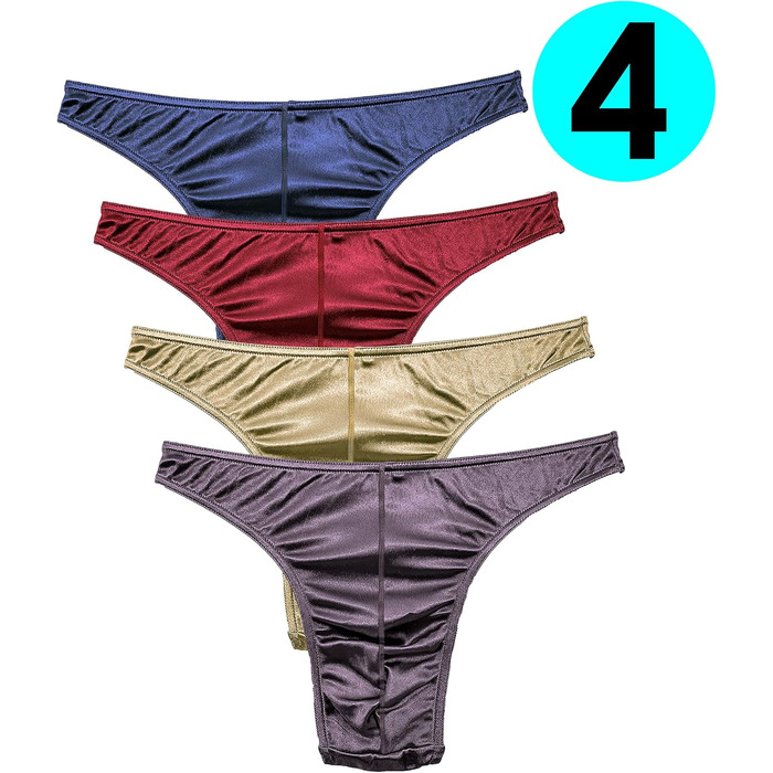 Танга чоловічі Barbra Lingerie з атласу, комплект 4 шт. | Сексуальна спідня білизна, G-String