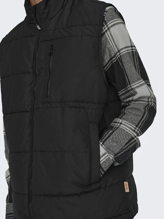 Чоловічий стібаний жилет Only & Sons Onsjake Quilted Vest, чорний, розмір S