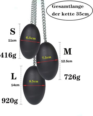 Анальний плаг з нержавіючої сталі з ланцюжком, анальний м'яч, кулі для ануса, великі овальні анальні плаги, анальні кулі трьох розмірів, анальний дилататор з великим анальним м'ячем. Іграшки для дорослих для чоловіків та жінок (M)
