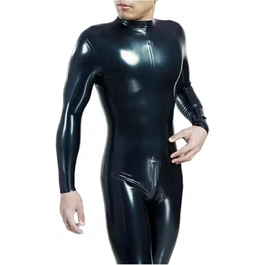 Чоловічий латексний комбінезон DILUEORJMFGK - чорний, ручної роботи, 6XL