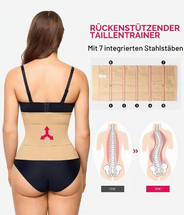 Коригуючий корсет для жінок KUMAYES Waist Trainer — моделюючий одяг для талії та живота, бежевий