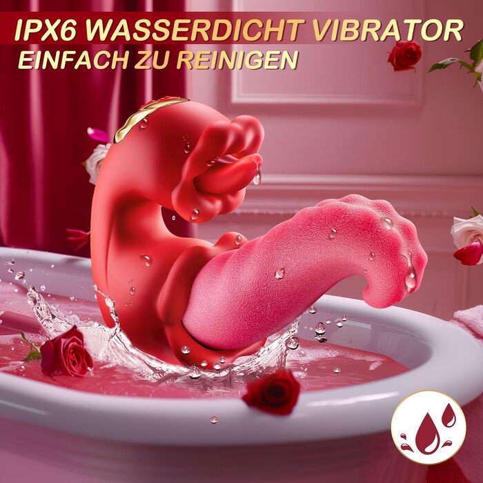 Вібратор для жінок, 3-в-1: вібратор клітора, дildo, масажер. 10 режимів, червоний. Іграшки для дорослих, для пар.