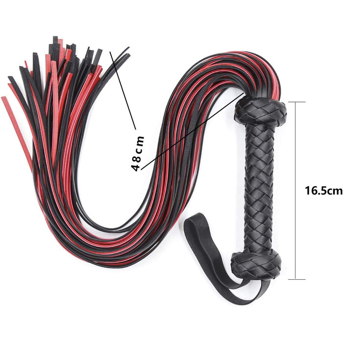 Чорна/червона батіг для BDSM, батіг для сексуальних ігор, батіг для бондейджу, довжина 64.5 см