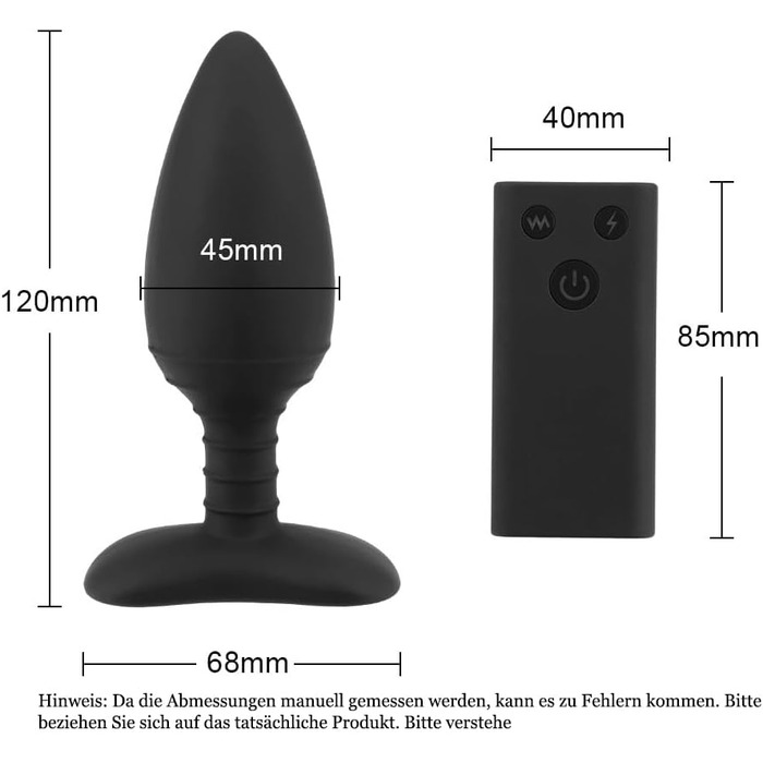 Jpscor Elektro Shock Silikon Анаlvibrator з 10 режимів вібрації та електричною стимуляцією, з пультом дистанційного керування. Іграшка для дорослих для чоловіків та жінок.