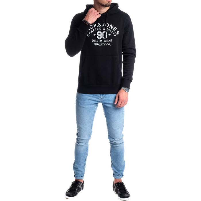 Чоловічий худі Jack & Jones з логотипом, чорний (розмір 3XL)