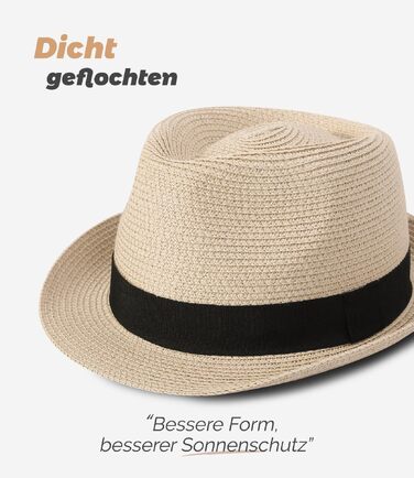 Солом'яний панама-капелюх Creekstone Fedora для жінок та чоловіків, складаний пляжний Trilby з короткою кришкою, бежевий, розмір M