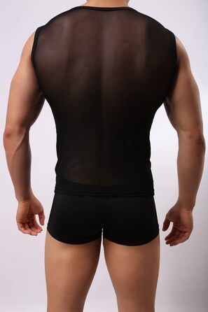 Чоловіча майка-топ з сіткою, прозора мускул-майка без рукавів, чорна, для клубу