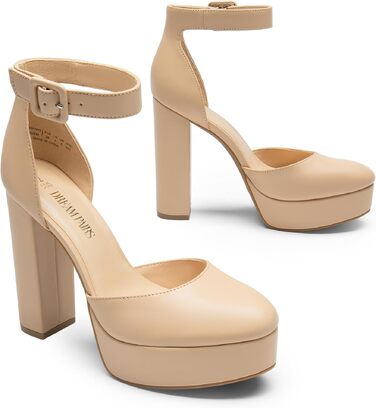 Жіночі туфлі на високих підборах з платформою DREAM PAIRS, бежевий колір (Nude), PU-шкіра, розмір 37 EU