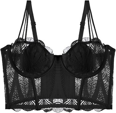 Чорний бюстгальтер Necalisi Dirndl BH з пуш-ап та мереживом, розмір 38/85C, для вечірніх та весільних суконь