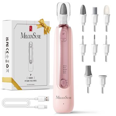Професійний набір для педикюру MelodySusie PC760G: електричний апарат для манікюру та педикюру 8 в 1, бездротовий нігтевий фрезер з 5 швидкостями та LED-підсвіткою (Колір: Рожевий)
