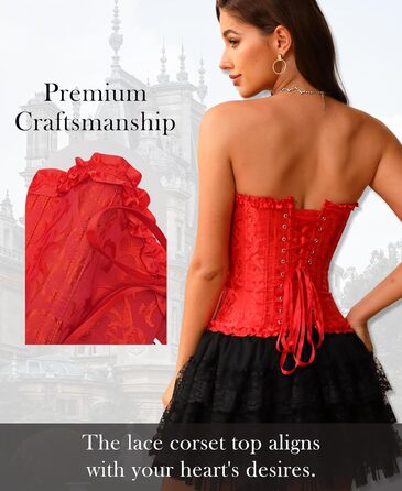 Корсет Vrapo для жінок - бюст-корсет, шнурівка, талія, спідня білизна, червоний, XS