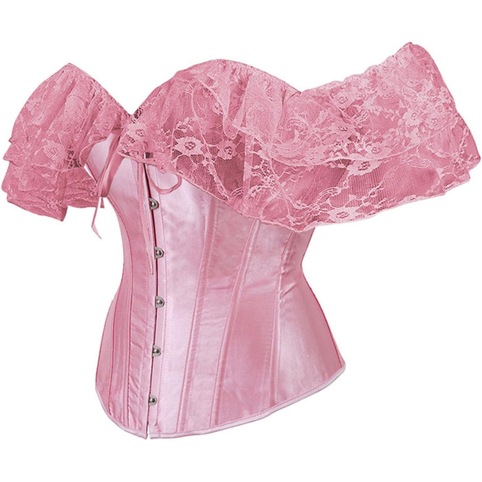 Корсет-топ Daen Korsett: корсет з шнурівкою, топ-корсе, повномірна грудь, великі розміри, рожевий (M)