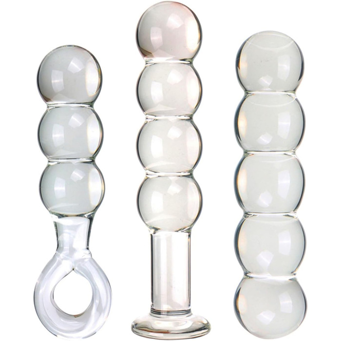 Скляний дилда Soarvlorfy 50 мм з 4 перлами для масажу G-точки та анусу - анальні кульки, масаж простати, секс-іграшки для жінок