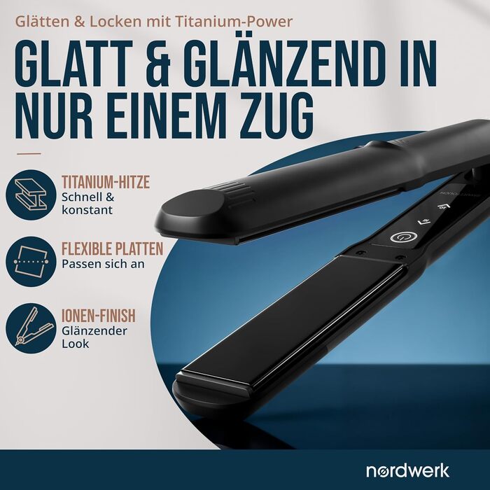 Випрямляч для волосся 2в1 SafeGlide Touch з титановими іонами проти кучерявості та заплутування, для всіх типів волосся, з дорожнім чохлом