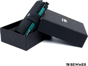 Слім-гаманець BEWMER v2 з монетницею та RFID-захистом для чоловіків та жінок, картхолдер з антиклонінгом на 9 карток та відділенням для купюр (Чорний-бірюзовий)