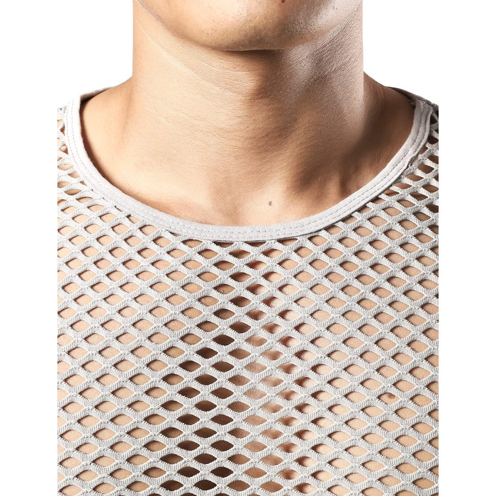 Чоловіча футболка JOGAL з еластичної сітки, прозора, короткий рукав, сіра (XXL)