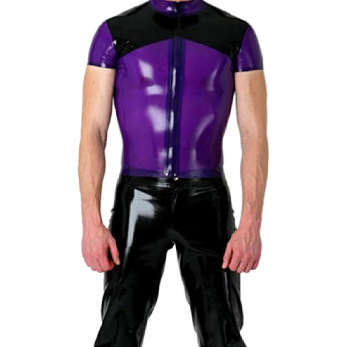 Латексна сорочка з блискавкою спереду для чоловіків, розмір XL